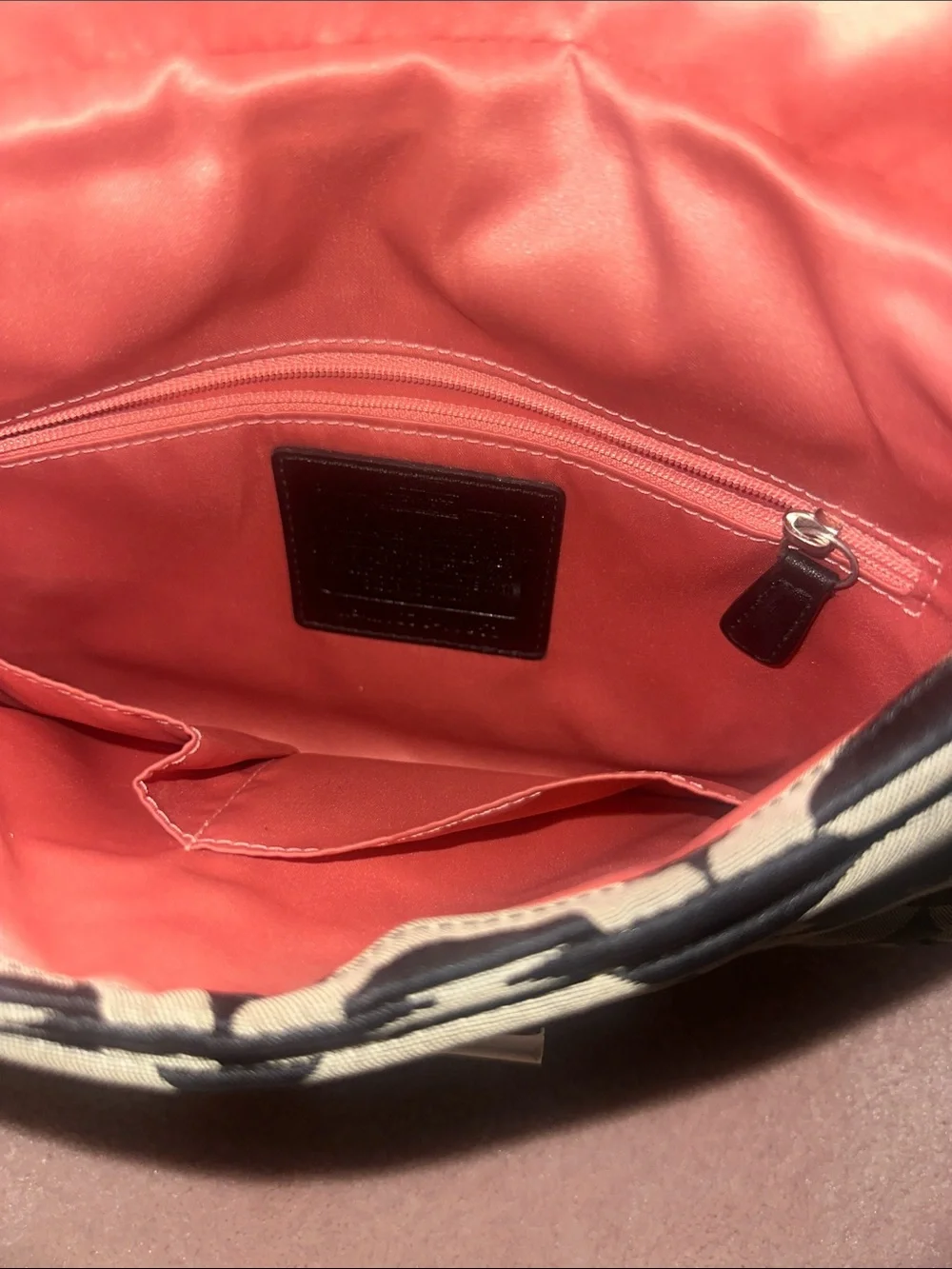 Coach Kristin Signature Op Art Hobo Shoulder Bag C Logo Print Pink Interior Y2K